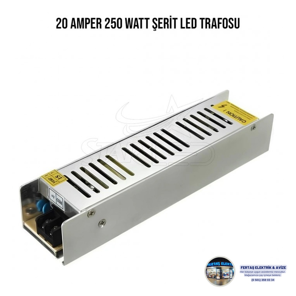 Cata 12V 20A 240W Fanlı Güçlü Şerit LED Trafosu