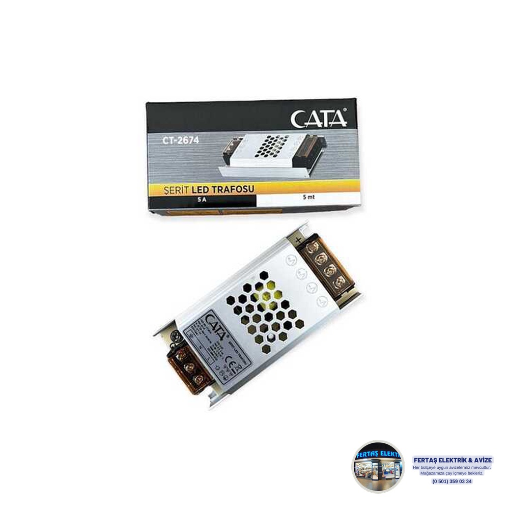 Cata 12V 5A 60W Slim LED Trafosu Metal Kasa