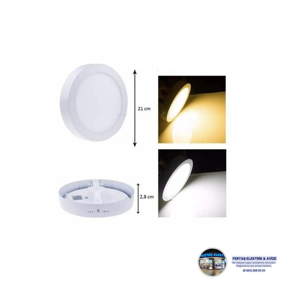 Cata 18W Sıva Üstü Yuvarlak LED Panel Gün Işığı