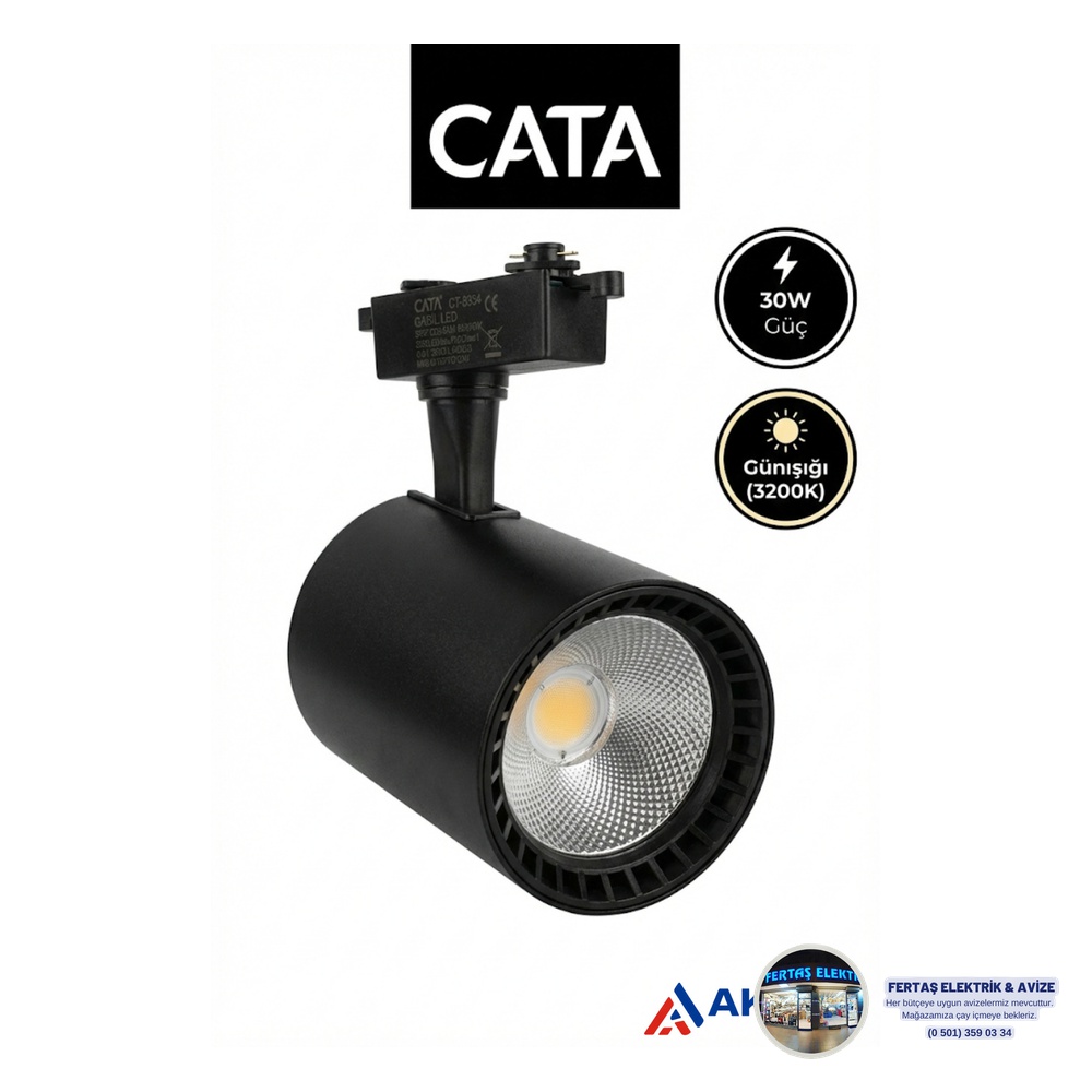 Cata 30W Monofaze Siyah Kasa COB LED Ray Spot Gün Işığı