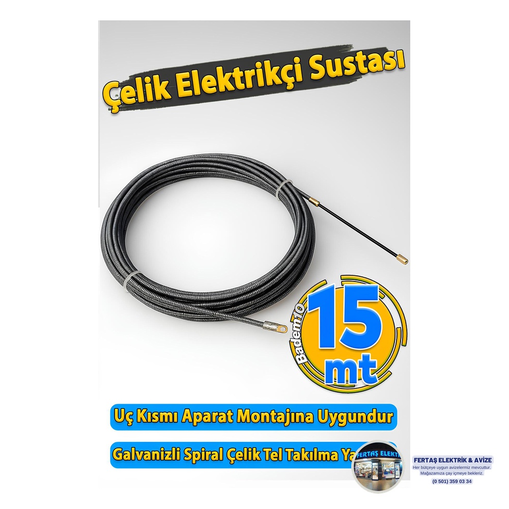 Elektrikçi Çelik Sustası (Kablo Çekme Teli) 15 Metre