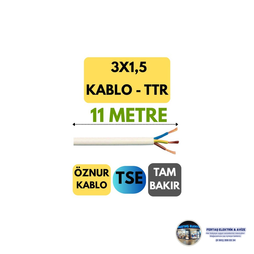 Öznur 3x1.5 mm² TTR Kablo Metre Satışı