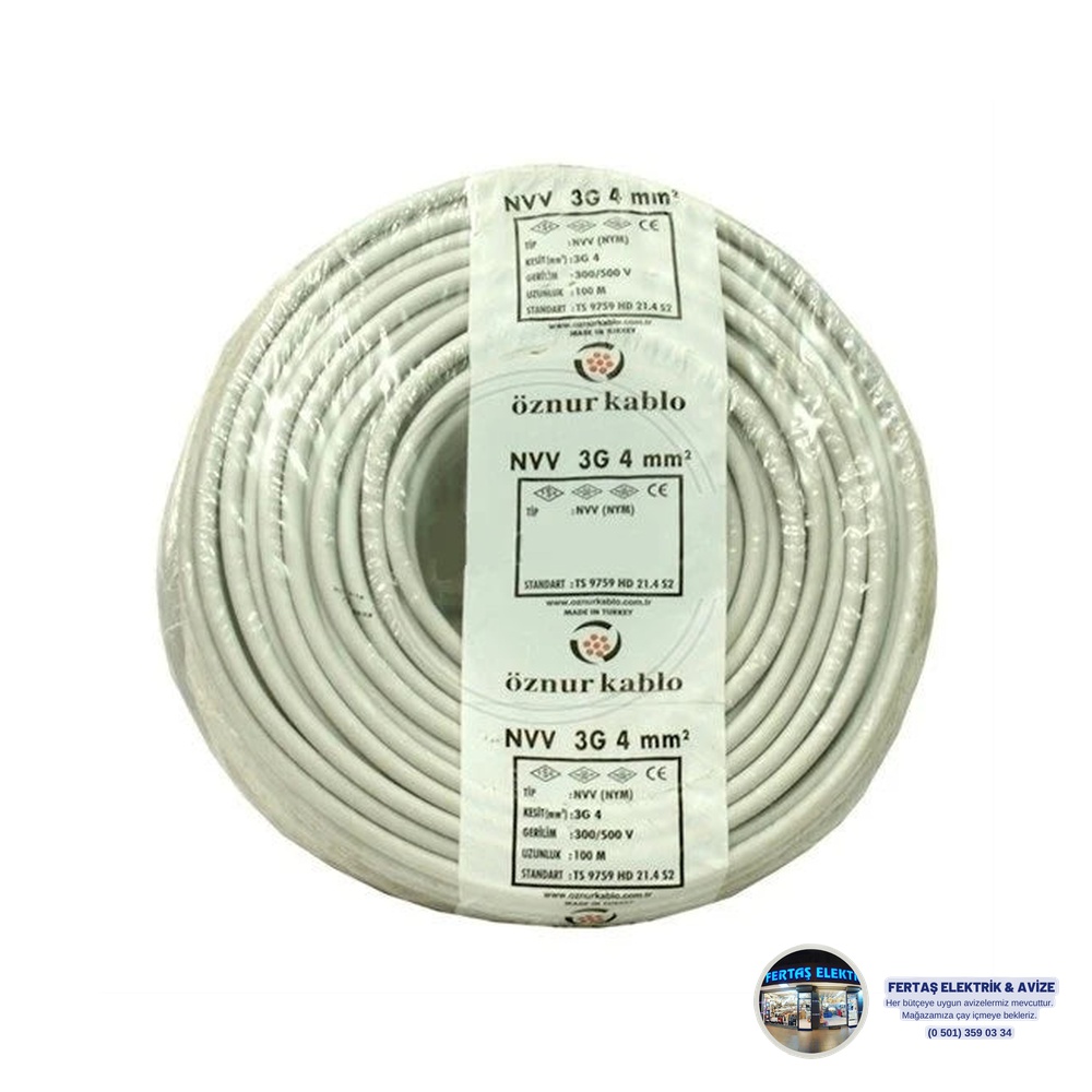 Öznur 3x4 mm² Antigron NYM Kablo Metre Satışı