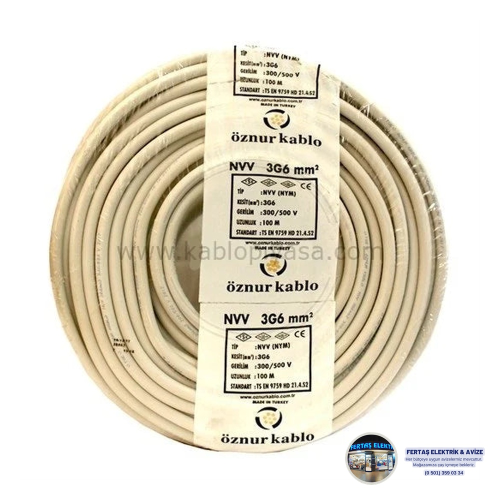 Öznur 3x6 mm² Antigron NYM Kablo Metre Satışı