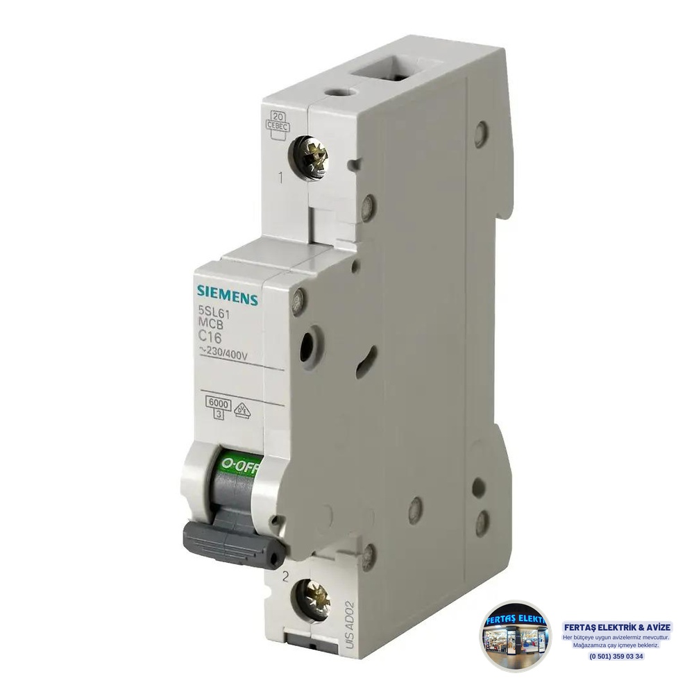 Siemens 5SL6 1 Fazlı 16A C Tipi Otomatik Sigorta