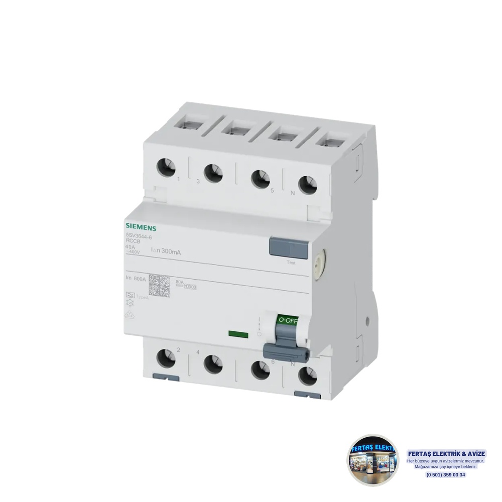Siemens 5SV 4 Kutuplu 40A 300mA Yangın Koruma Rölesi