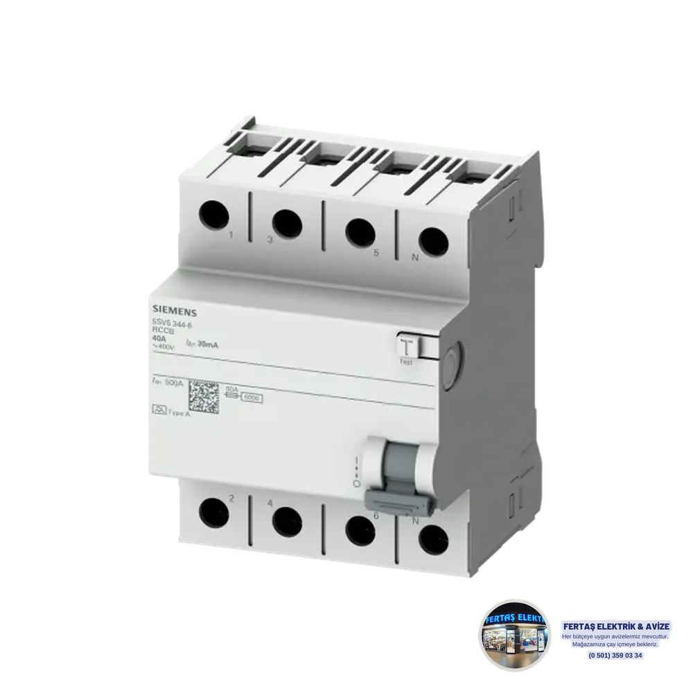 Siemens 5SV 4 Kutuplu 63A 300mA Yangın Koruma Rölesi