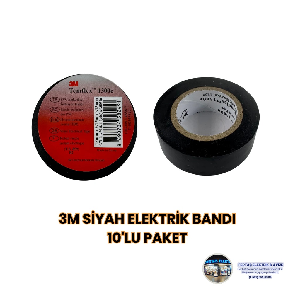 Siyah PVC Elektrik İzolasyon Bandı (10lu Paket)