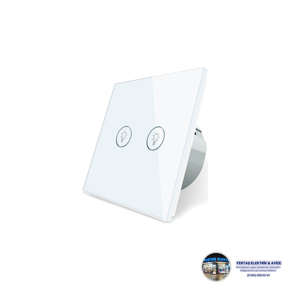 Tuya Akıllı WiFi Çiftli Dokunmatik Duvar Anahtarı Cam Panel
