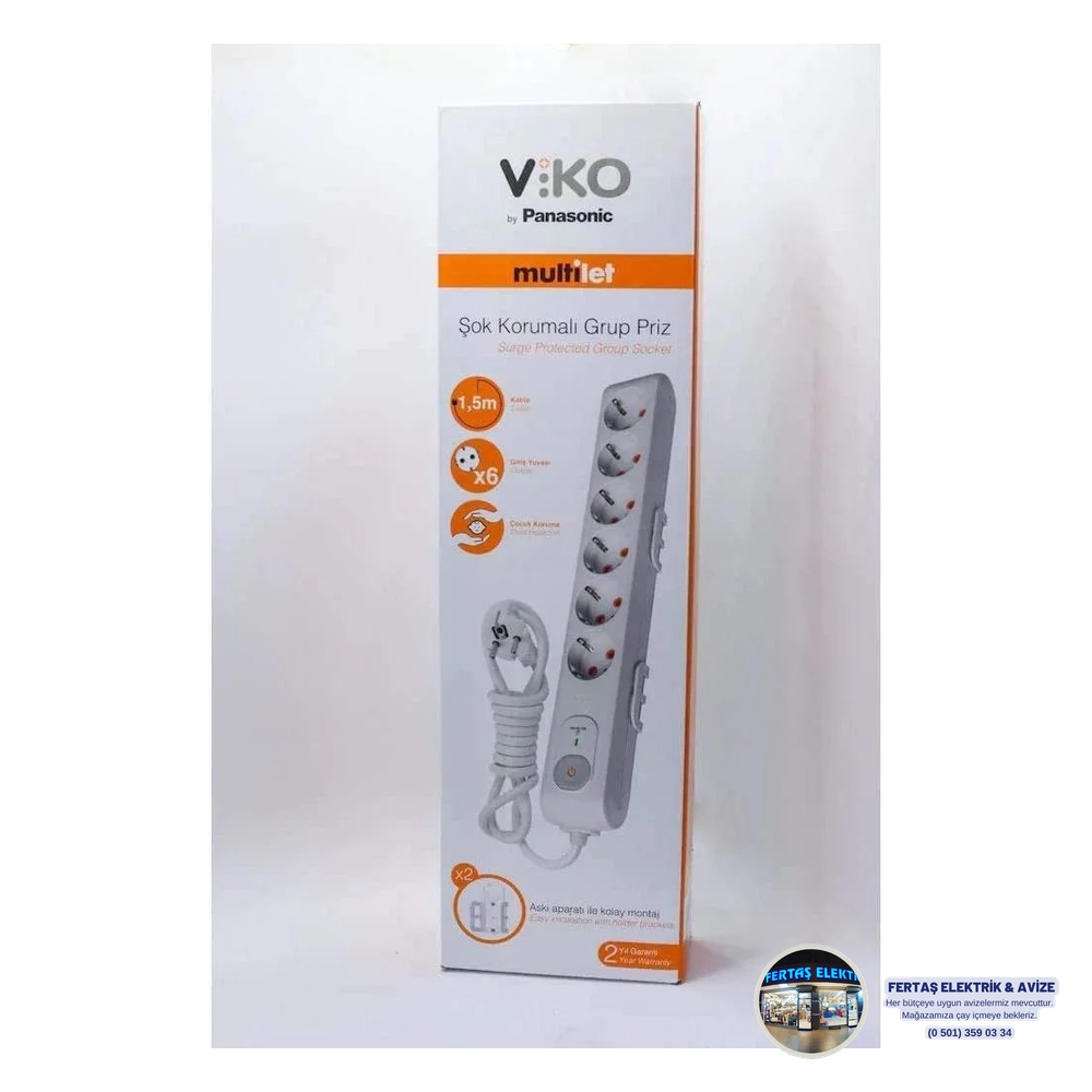 Viko Şok Korumalı 6lı Grup Priz Surge Protector 1.5m